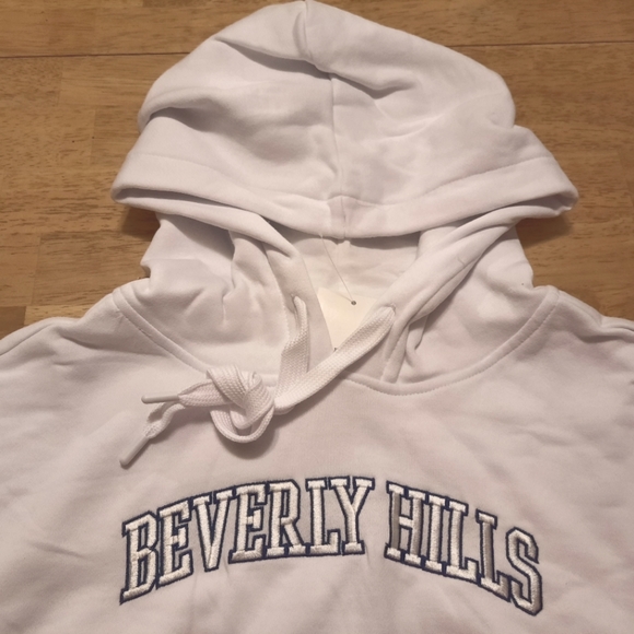White Cropped Beverly Hills Hoodie - Picture 4 of 7